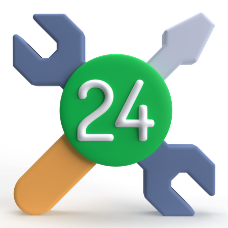 24 Hours Service  3D Icon