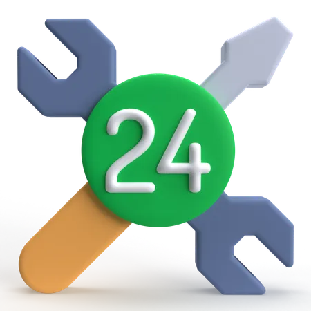 24 Hours Service  3D Icon