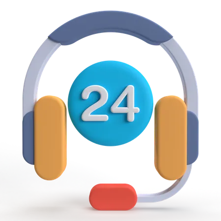 24 Hours Service  3D Icon