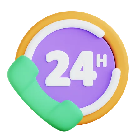 24 Hours Service  3D Icon