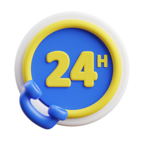 24 Hours Service  3D Icon