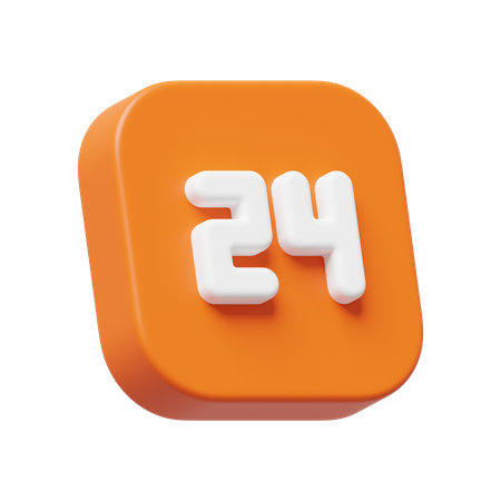 24 Hours Service  3D Icon