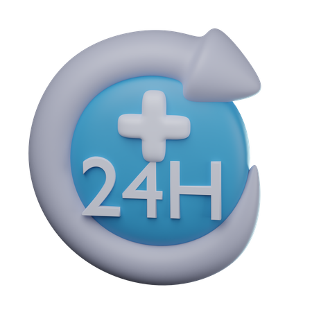 24 Hours Service  3D Icon