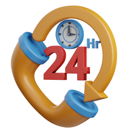 24 Hours Service  3D Icon