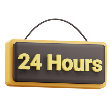 24 Hours Service  3D Icon