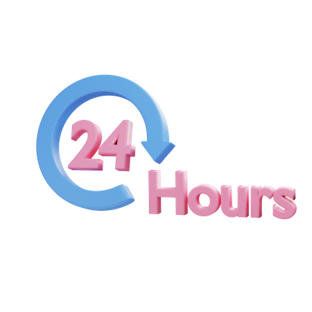 24 Hours service 3D Illustration