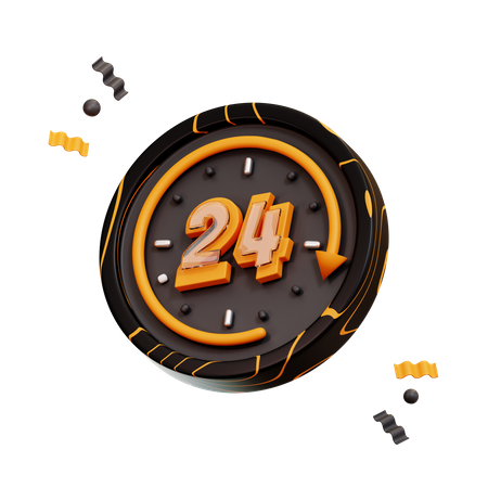 24 Hours Services 3D Illustration