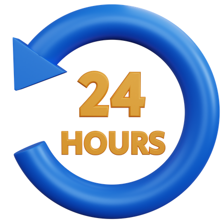 24 Hours Services 3D Icon