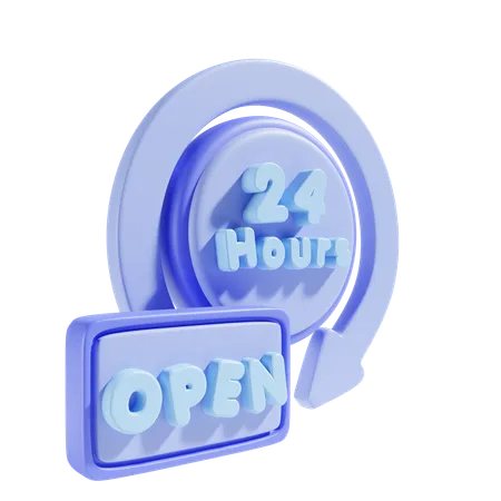 Open 24 Hours Shop 3 D Illustration 3D Icon