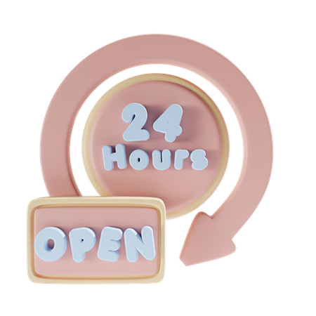 24 Hours Shop Open  3D Icon