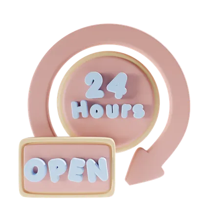 Open 24 Hours Shop 3 D Illustration 3D Icon