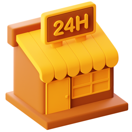24 Hours Shop Open  3D Icon
