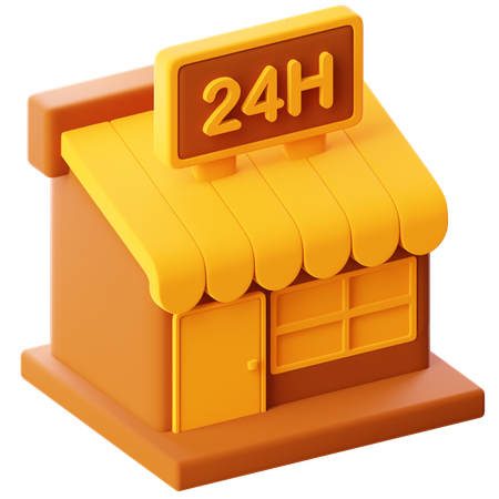 24 Hours Shop Open  3D Icon