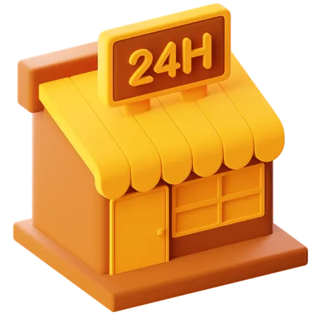 24 Hours Shop Open  3D Icon