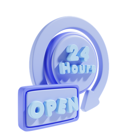 24 Hours Shop Open  3D Icon