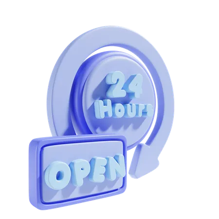 24 Hours Shop Open  3D Icon