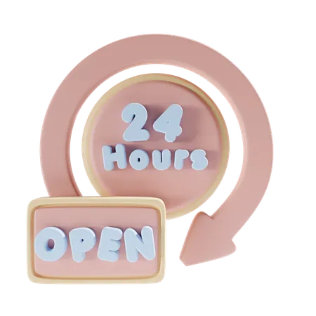 24 Hours Shop Open  3D Icon