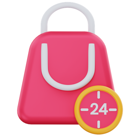 24 hours shopping  3D Icon