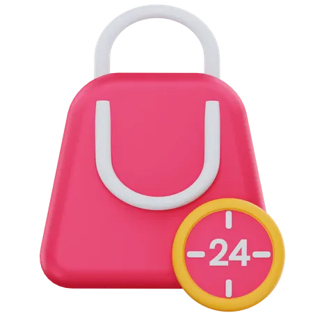 24 hours shopping  3D Icon