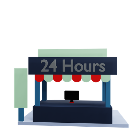 24 Hours Store Open 3D Icon