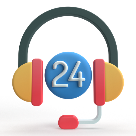 24 Hours Support  3D Icon