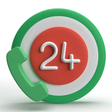 24 Hours Support  3D Icon