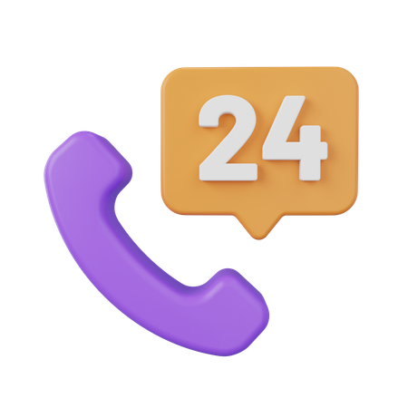 24 Hours Support  3D Icon