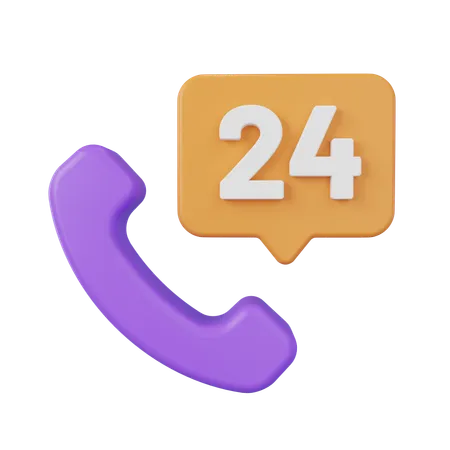 24 Hours Support  3D Icon