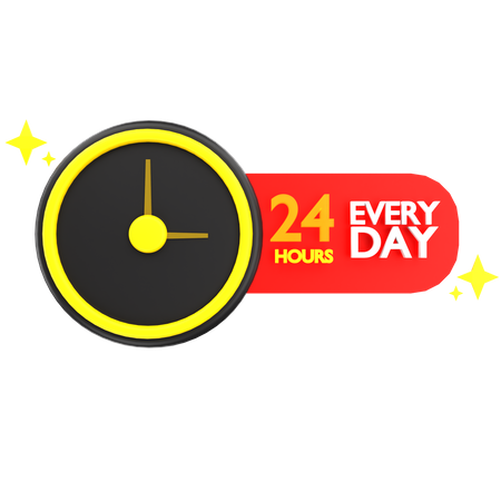 24 Hours Support  3D Icon