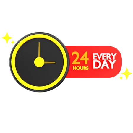 24 Hours Support  3D Icon