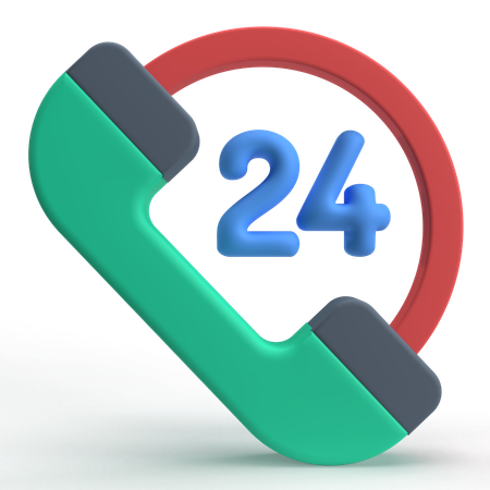 24 Hours Support  3D Icon