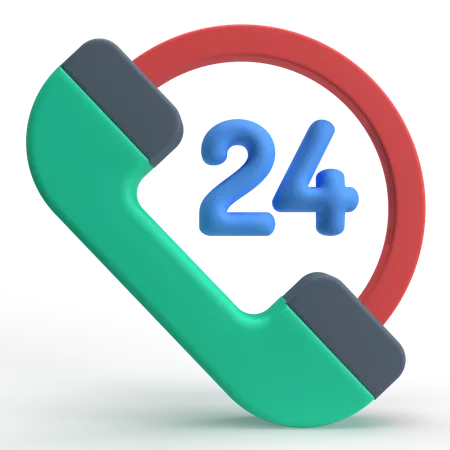 24 Hours Support  3D Icon