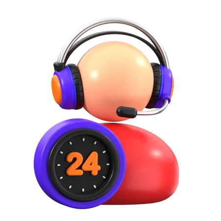 24 Hours Support 3D Icon
