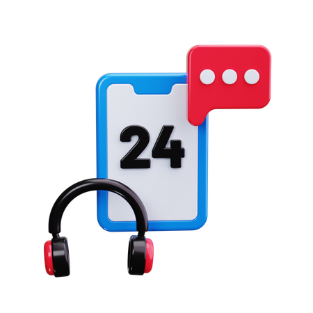 24 Hours Support  3D Icon