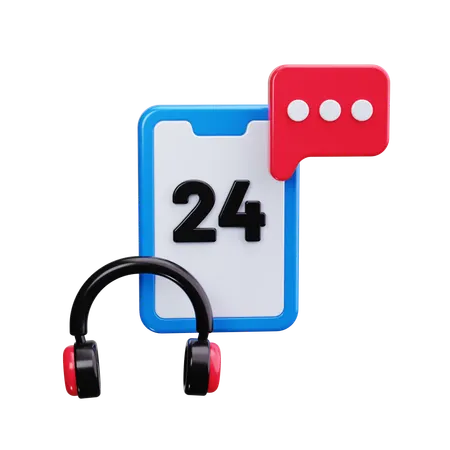 24 Hours Support  3D Icon