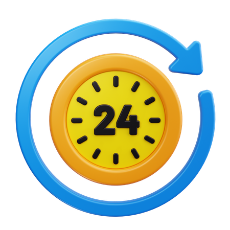 24 Hours Support  3D Icon