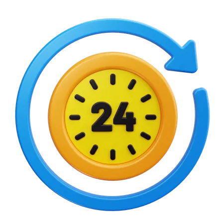 24 Hours Support  3D Icon