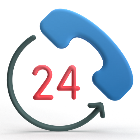 24 Hours Support 3D Icon