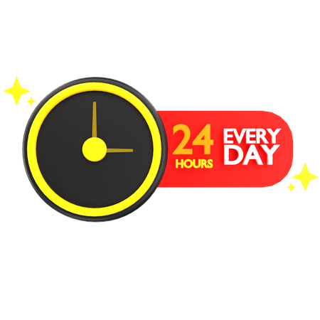 24 Hours Support  3D Icon