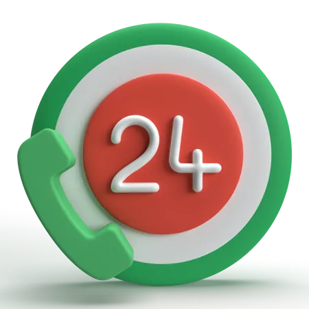 24 Hours Support 3D Icon