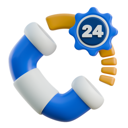 24 Hours Support Service  3D Icon