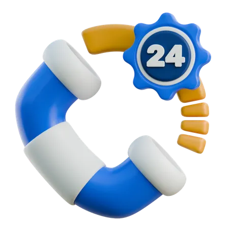 24 Hours Support Service  3D Icon