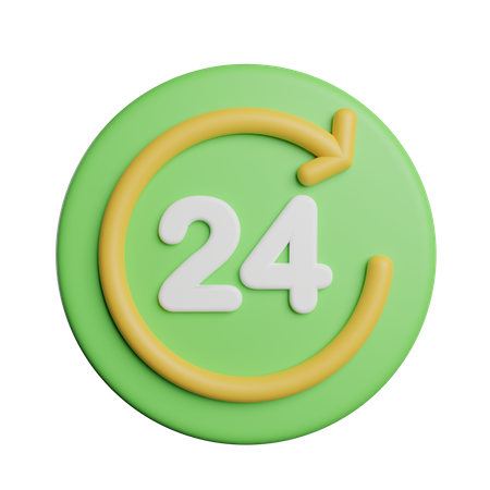 24 Hours Symbol  3D Icon