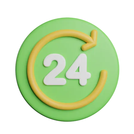 24 Hours Symbol  3D Icon