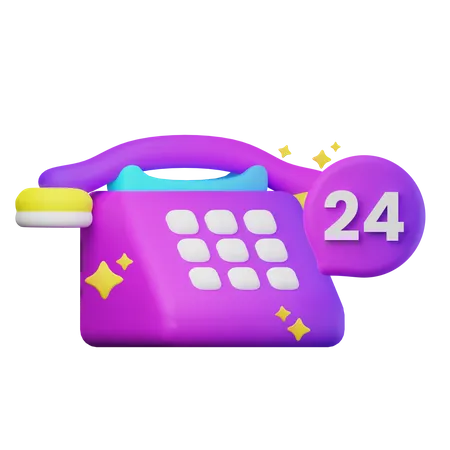 24 Hours Telephone Service  3D Icon