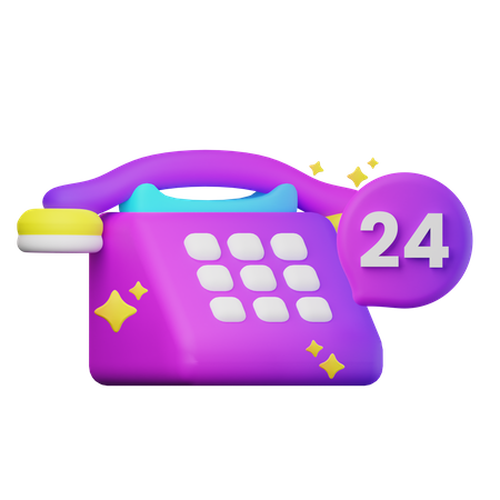24 Hours Telephone Service 3D Icon