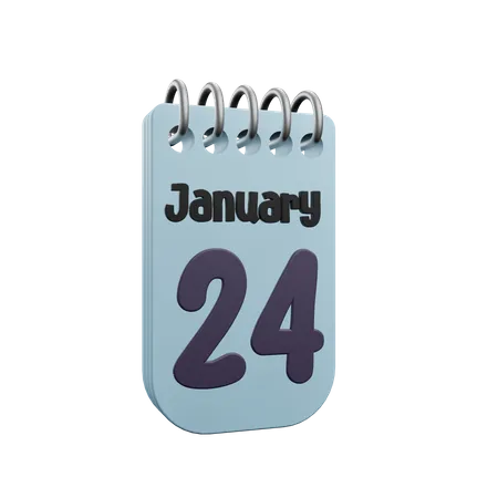 24 January Calender  3D Icon