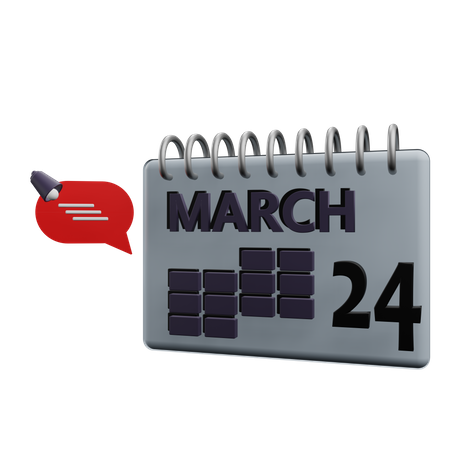 Calendario del 24 de marzo  3D Icon