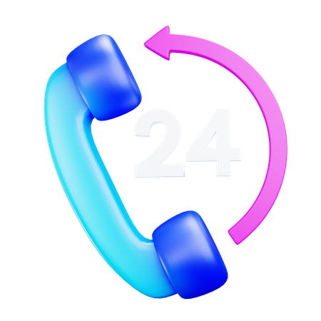 24 Stunden Hotline  3D Icon