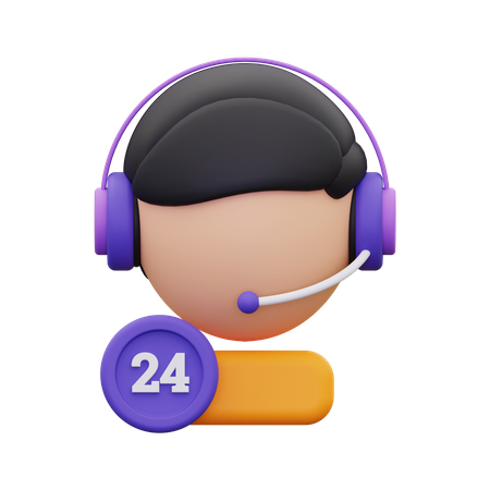 24 Stunden Kundenservice  3D Icon